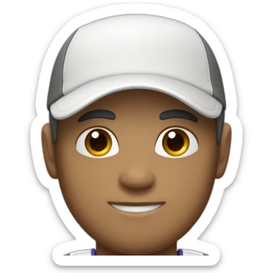 Tennisplayer male, gray hear, white cap sticker