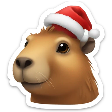 Capibara with a chrismas hat sticker