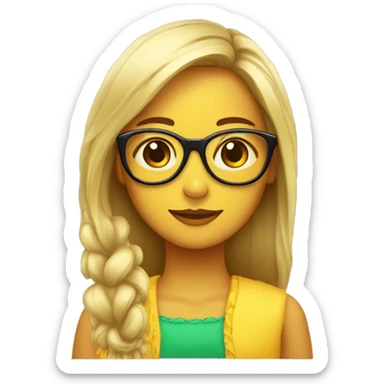 Chica con pañuelo en la cabeza,gafas doradas y uns corona sticker