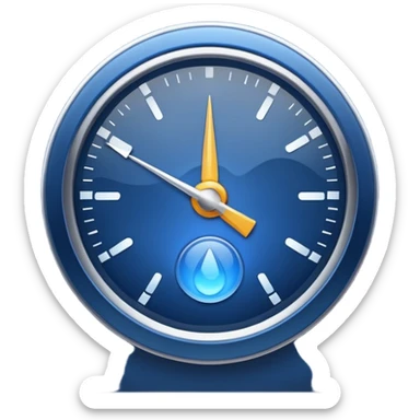 a gauge, deep blue color with a subtle glow, no numbers or text, clean and minimal, apple emoji style sticker