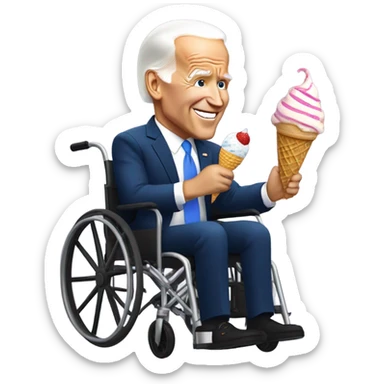 Joe Biden eating icecream in a wheel chair sticker