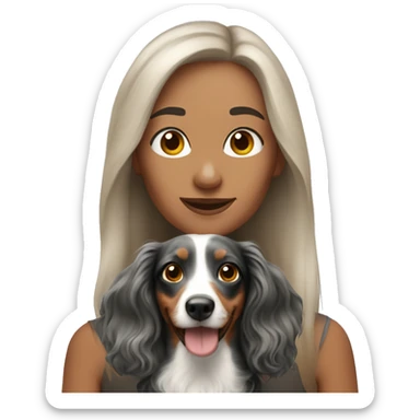 Woman with tri merle long haired dachshund sticker