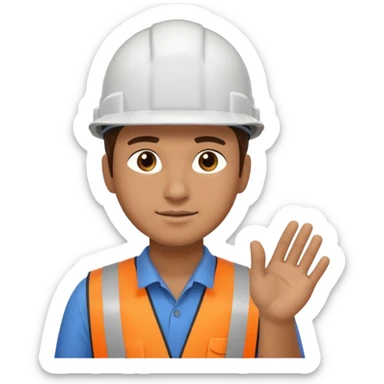 left hand side view engineer wearing a hard hat  sticker