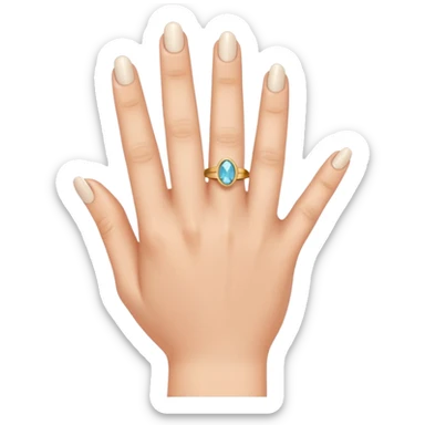 A woman's finger with a ring on the fourth finger sticker