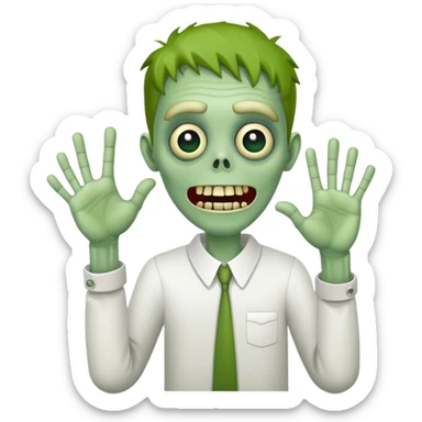 friendly green zombie waving hand saying hello sticker
