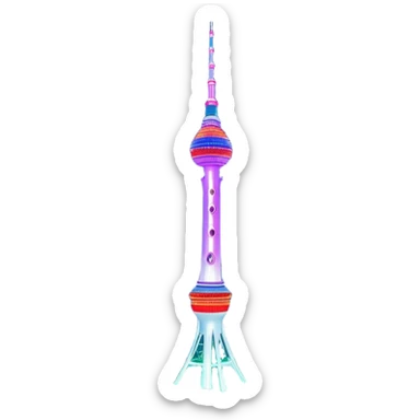 N Seoul Tower – Cinematic Realistic N Seoul Tower, depicted as a sleek modern tower illuminated against a vibrant cityscape at night, with reflective glass and dynamic neon lighting, rendered with intricate architectural detail and a futuristic urban glow. sticker