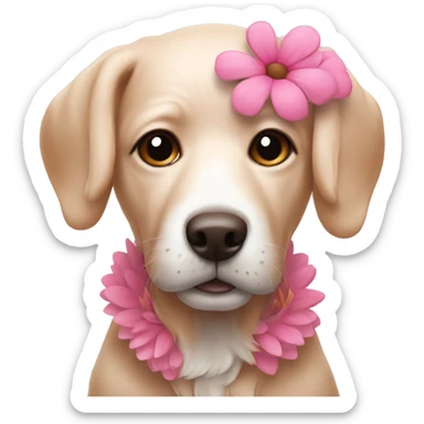 Flower pink dog sticker