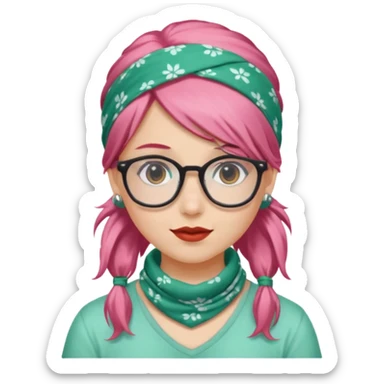 girl with peppermint hair and bandana and glassess sticker