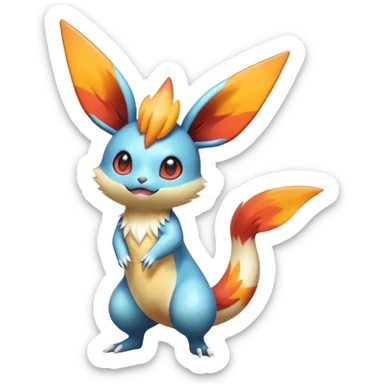 Colorful Shiny Exotic Victini-Salandit-Minccino-Emolga-Fakémon-hybrid-creature (full body)  sticker