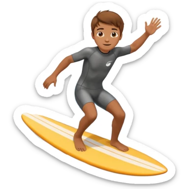 brown haired boy surfing on the waves  sticker
