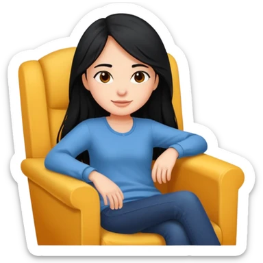 girl that is moving in their chair of work but its not disable just lazy with black long hair and skin a bit latin  lazy sticker