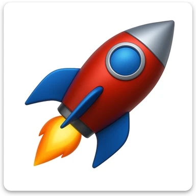 Create a rocket emoji in the same style as the attached bomb image, which is in the iOS emoji style. Keep the same look and feel as the iOS emoji rocket, matching the style of the attached bomb emoji. sticker