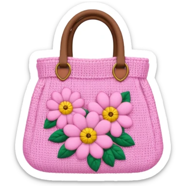 knitted bag pink flowers sticker