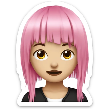 emo scene girl with pink fringe sticker