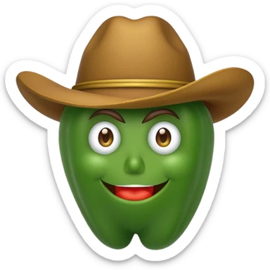 green vegetable with a top cowboy hat sticker