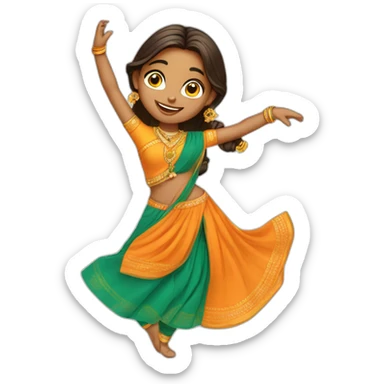 girl in traditional indian salwar dancing sticker