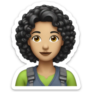 a constructor woman with curly black hair sticker