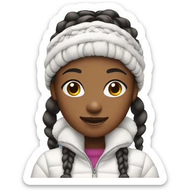african american girl with braids wearing snow outfit sticker