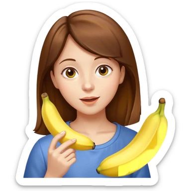 Brown hair Girl eats banana  sticker
