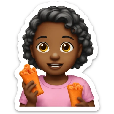Toddler girl  eating cheetos sticker