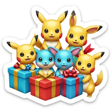 pokemans giving each other things sticker