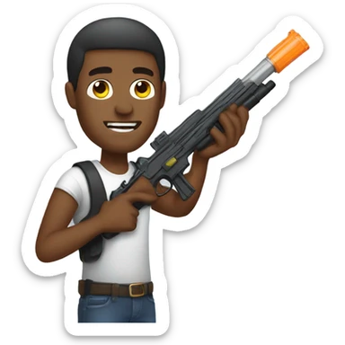guy holding bb gun sticker