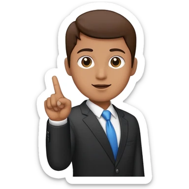 Person in business attire showing one finger pointing up sticker