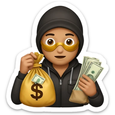 Robber emoji holding a bag of money sticker