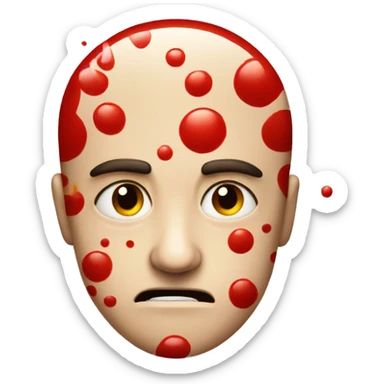 Annoyed face with red spots splattered  sticker