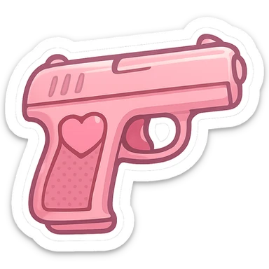 Pink heart pistol, remove background sticker