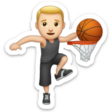 white man stuck on a basketball hoop sticker