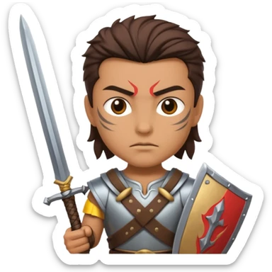 warrior with dual swords sticker