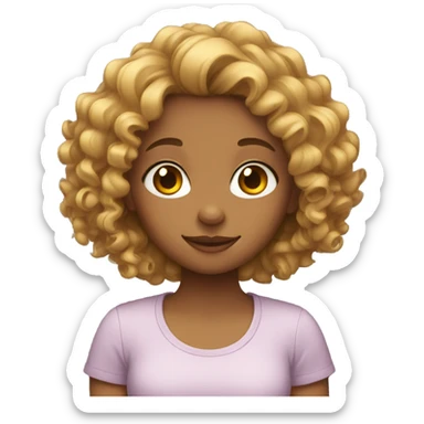 Girl with curly hear sticker