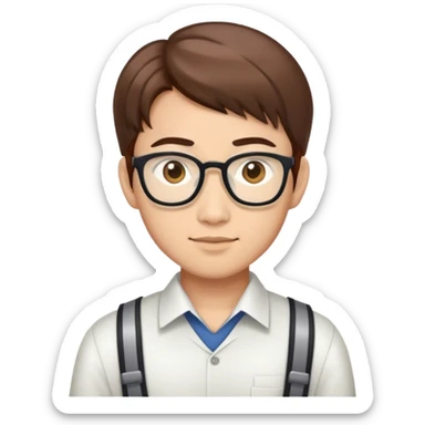 wasian handsome engineering nerd brown hair sticker