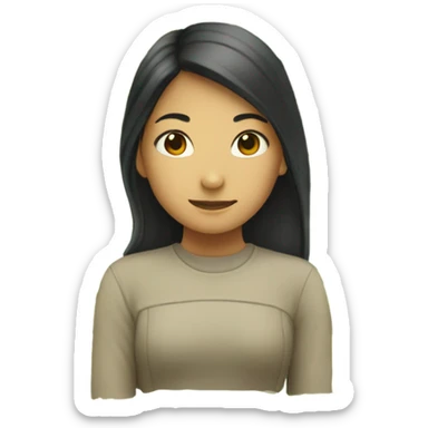 asian girl head attached to turtle body sticker