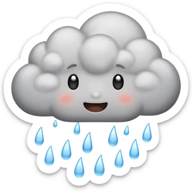 emoji of grey cloud is raining, withou faces sticker