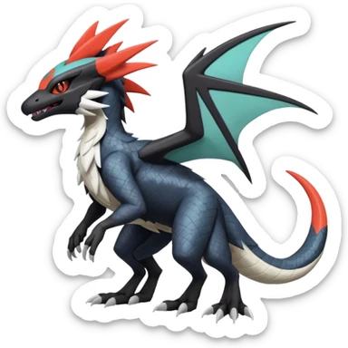 Salandit-Noivern-Mightyena-Silvally-Fakémon-hybrid-creature (full body)  sticker