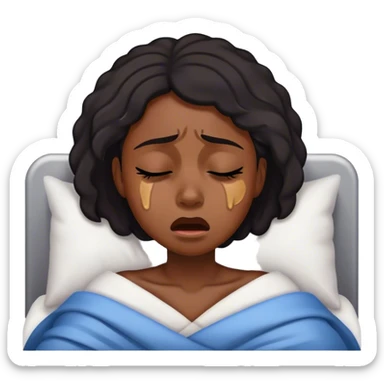 black woman crying herself to sleep sticker