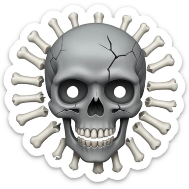 Skull emoji mixed with exploding head emoji sticker