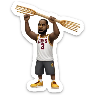 Lebron James throwing a pitchfork sticker