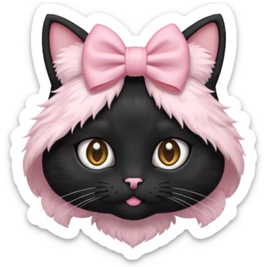 black cat with a light pink bow on top of the head sticker