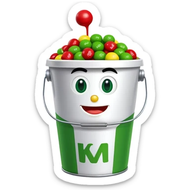 KFC bucket with a green M&M character sitting inside it sticker