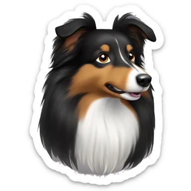 Black Sheltie dog with brown eyes a sticker