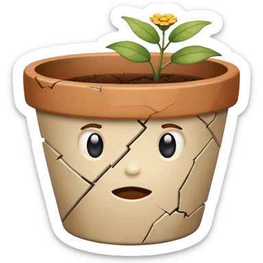 broken empty flower pot with out emojis sticker