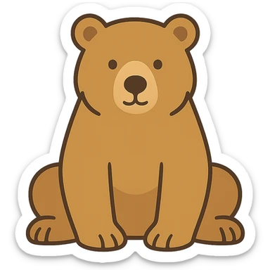 flat toon style blonde grizzly bear sitting, full body sticker
