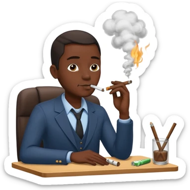 black man smoking a blunt at work  sticker