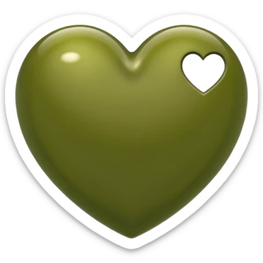 an olive green colored heart sticker