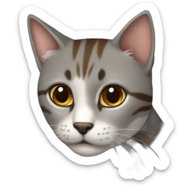 gato gris y marron rayado sticker