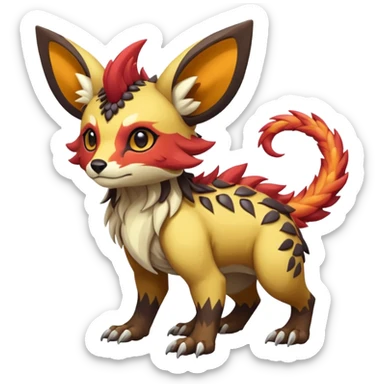 Rare realistic exotic cute epic pretty beautiful handsome gorgeous aesthetic colorful vibrant Vernid-Protogen-Primagen-Wickerbeast-species-Fakemon-creature by LiLaiRa, random markings, tufted ears, full body sticker