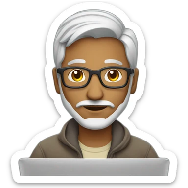 Aged 40 Indian Guy coding on the laptop sticker